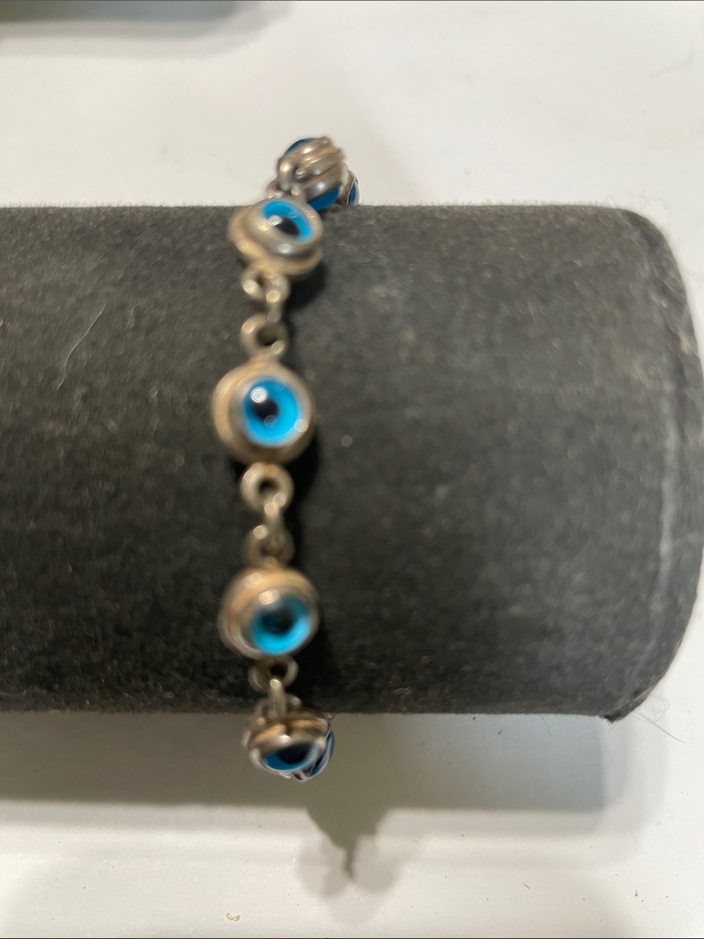 Blue Evil Eye Link Bracelet.  8/11/6